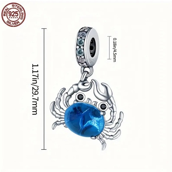 🦀STERLING SILVER BLUE CRAB s925 - Picture 3 of 7
